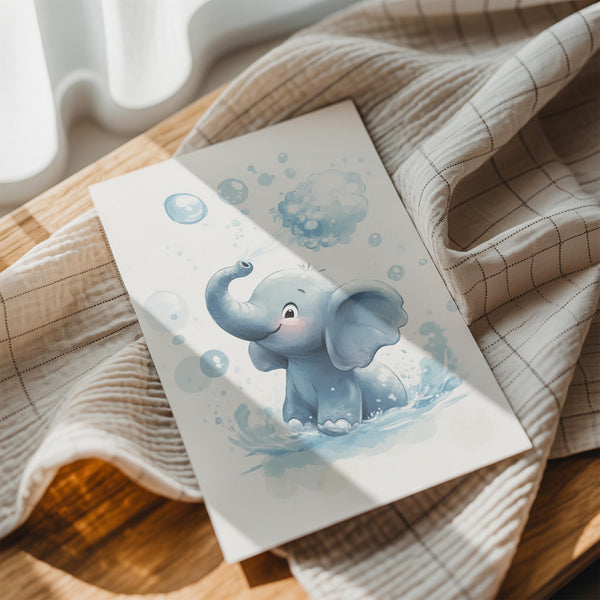 Playful Elephant with Bubbles