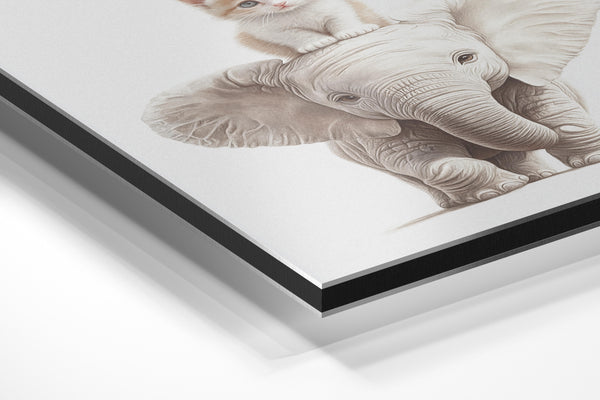 Kitten and Elephant Friendship