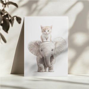 Kitten and Elephant Friendship