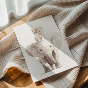 Kitten and Elephant Friendship