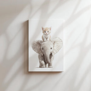 Kitten and Elephant Friendship