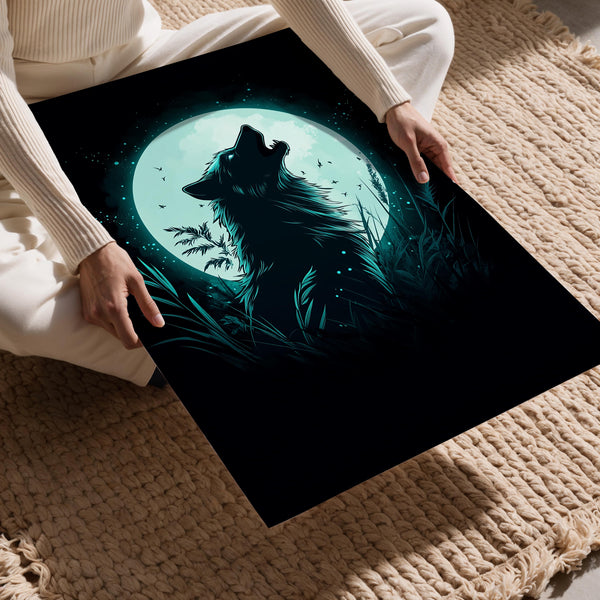 Howling Wolf in Moonlight