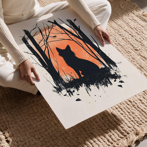 Fox Silhouette in Forest