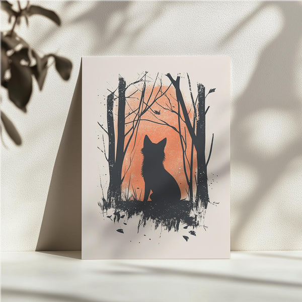 Fox Silhouette in Forest