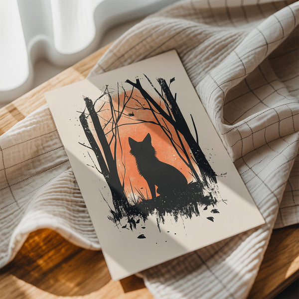 Fox Silhouette in Forest