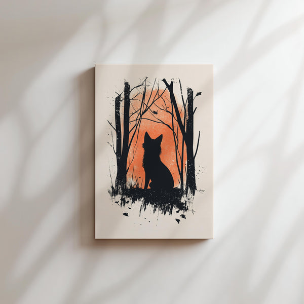 Fox Silhouette in Forest