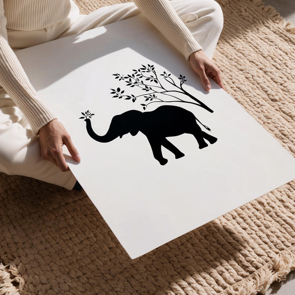 Elephant Silhouette with Nature