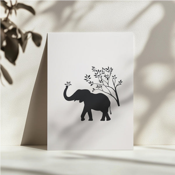 Elephant Silhouette with Nature