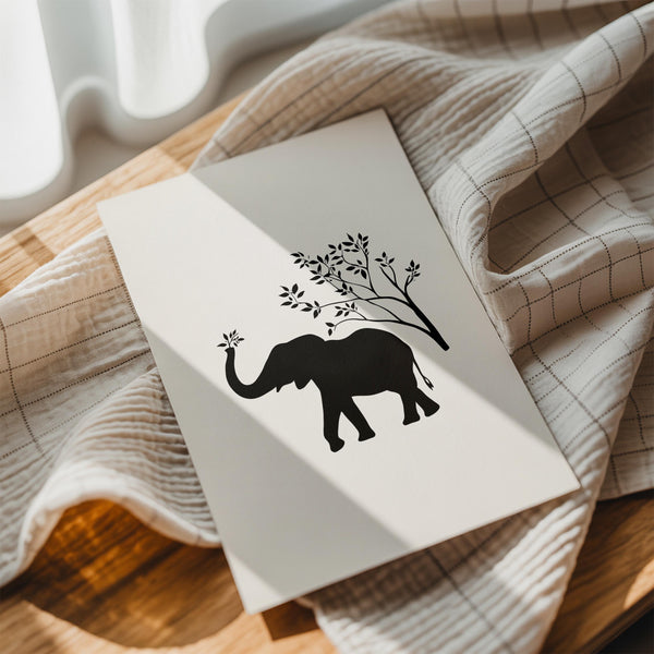 Elephant Silhouette with Nature