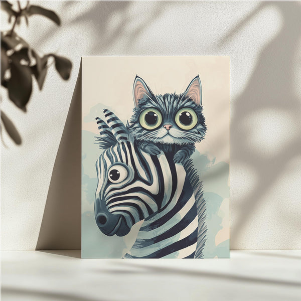 Quirky Cat and Zebra