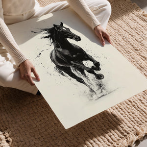 Galloping Black Horse