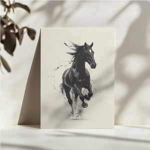 Galloping Black Horse