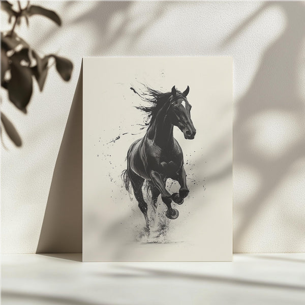 Galloping Black Horse