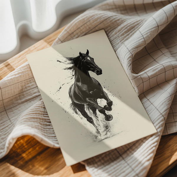 Galloping Black Horse