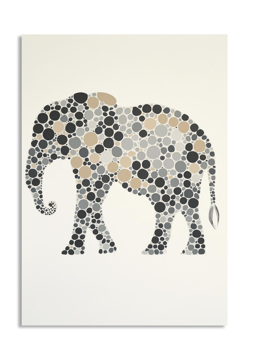 Decorative elephant wall art with circular pattern on a white background, as a premium aluminum metal print from GoMetalPrint.
