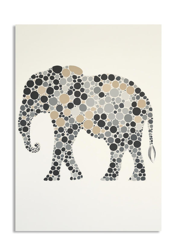 Decorative elephant wall art with circular pattern on a white background, as a premium aluminum metal print from GoMetalPrint.
