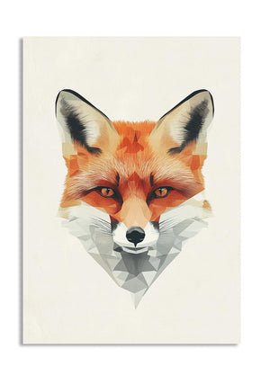 Geometric fox illustration on a white background, as a premium aluminum metal print from GoMetalPrint.
