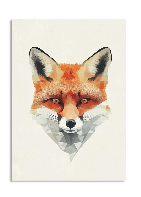 Geometric fox illustration on a white background, as a premium aluminum metal print from GoMetalPrint.

