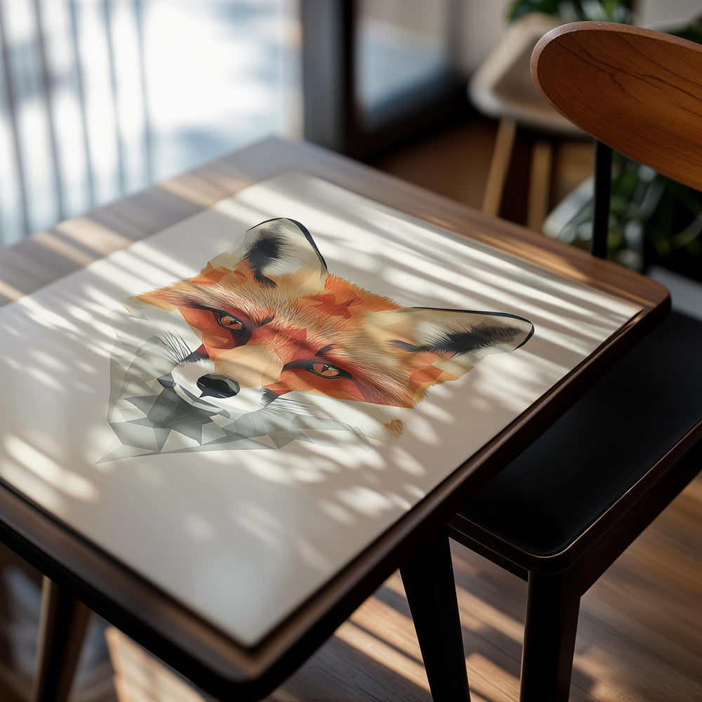 Geometric fox illustration on a white background, as a premium aluminum metal print from GoMetalPrint.
