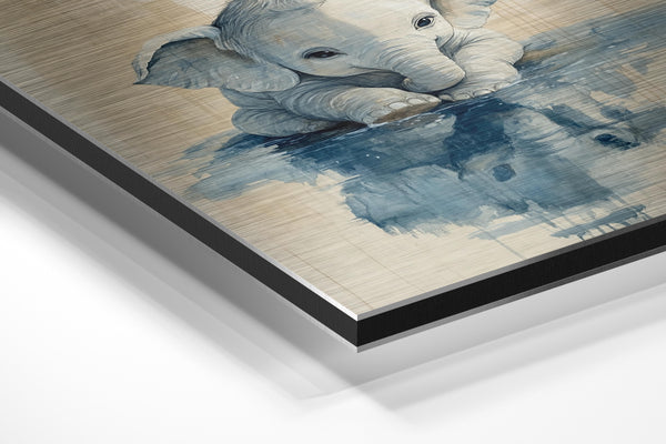 Baby Elephant Water Reflection