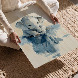 Baby Elephant Water Reflection