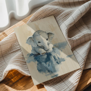 Baby Elephant Water Reflection