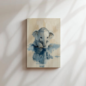 Baby Elephant Water Reflection