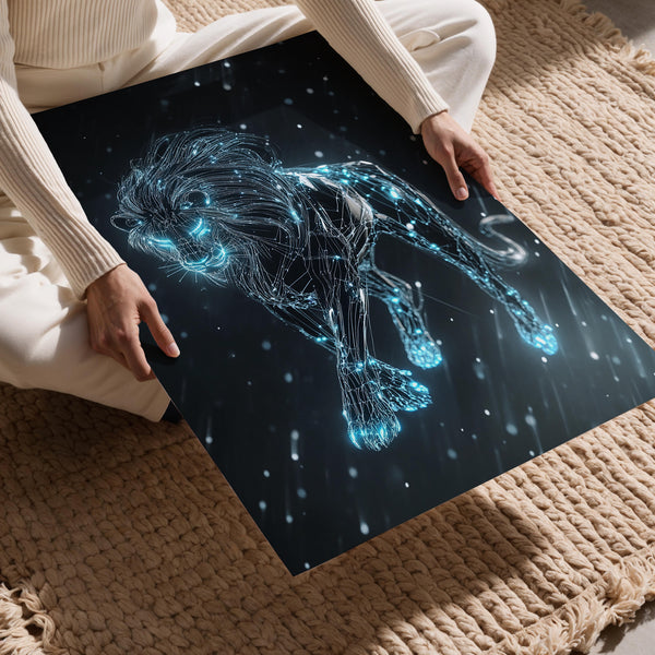 Digital Wireframe Lion