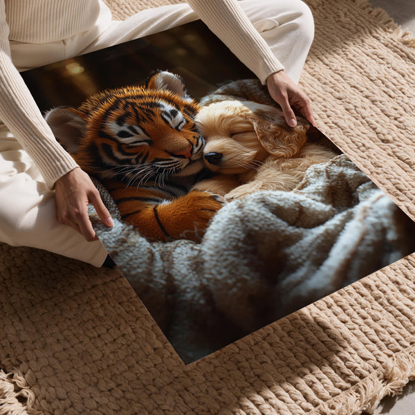 Sleeping Tiger and Puppy