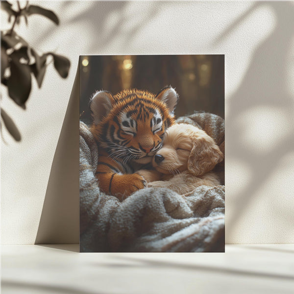 Sleeping Tiger and Puppy