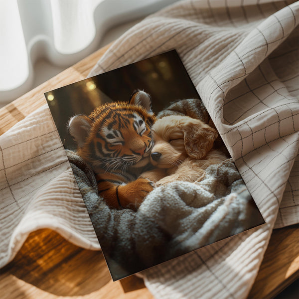 Sleeping Tiger and Puppy