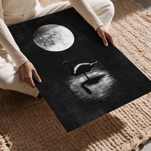 Moonlit Swan Silhouette