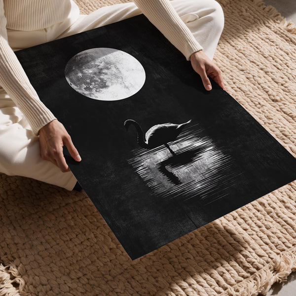 Moonlit Swan Silhouette