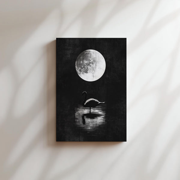 Moonlit Swan Silhouette