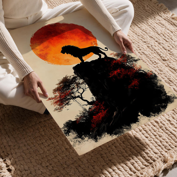 Lion Silhouette at Sunset