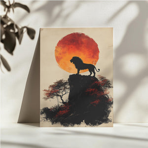 Lion Silhouette at Sunset