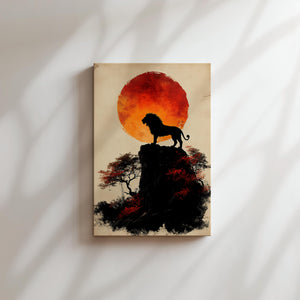 Lion Silhouette at Sunset