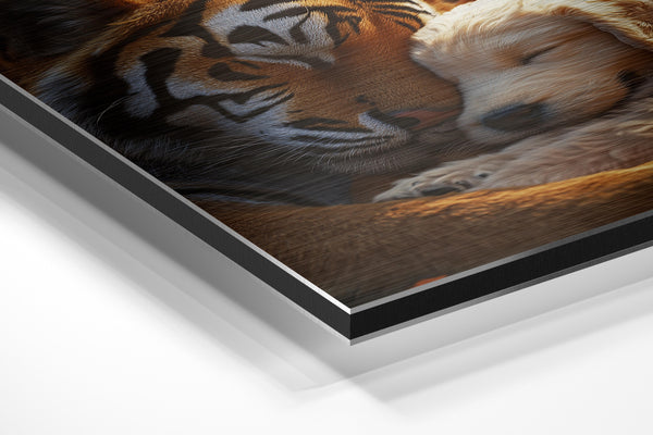 Tiger and Dog Cuddle