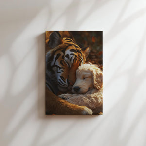 Tiger and Dog Cuddle