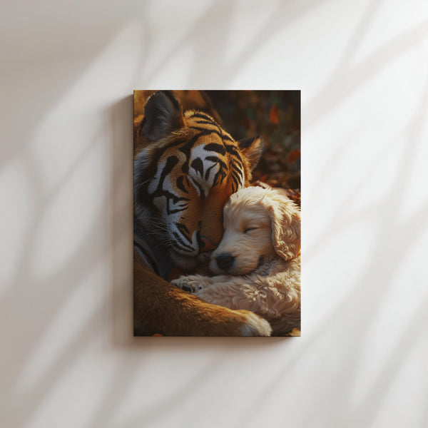 Tiger and Dog Cuddle