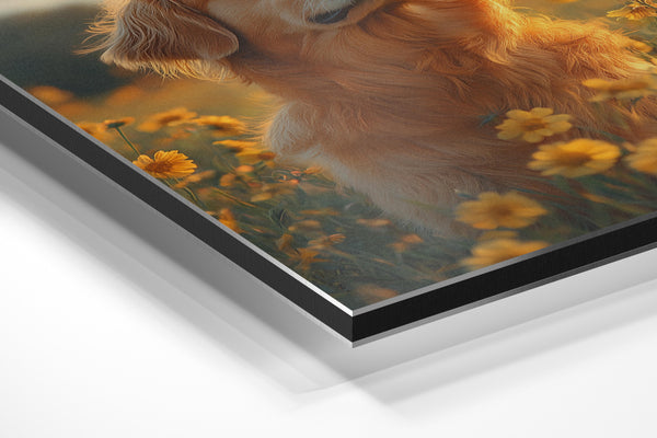 Golden Retriever in Flowers