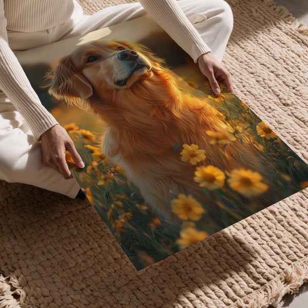 Golden Retriever in Flowers