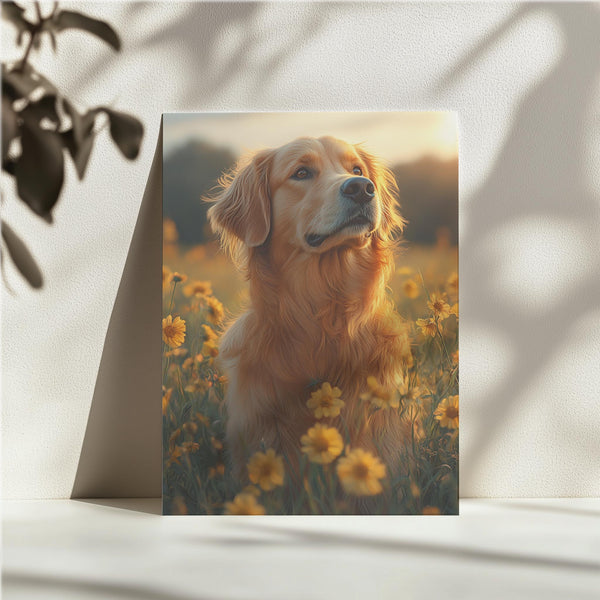 Golden Retriever in Flowers