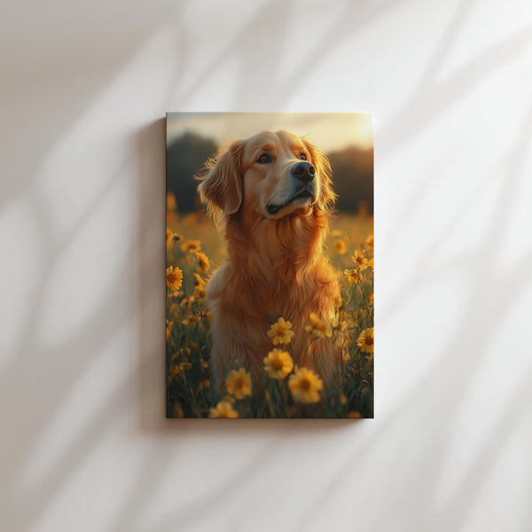 Golden Retriever in Flowers