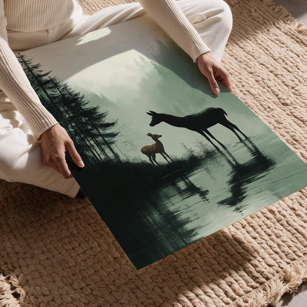 Deer in Misty Forest