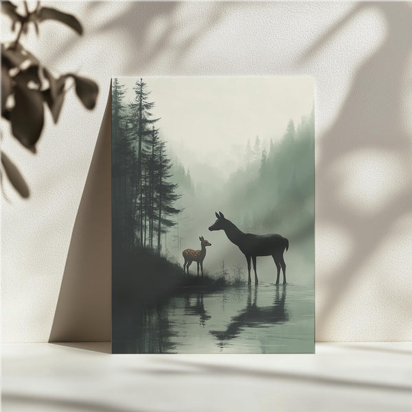 Deer in Misty Forest