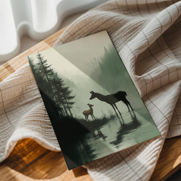 Deer in Misty Forest