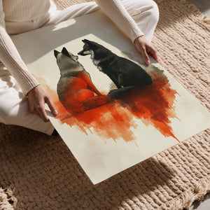 Foxes Facing Each Other