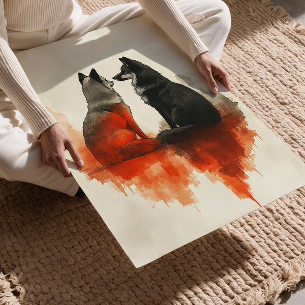 Foxes Facing Each Other