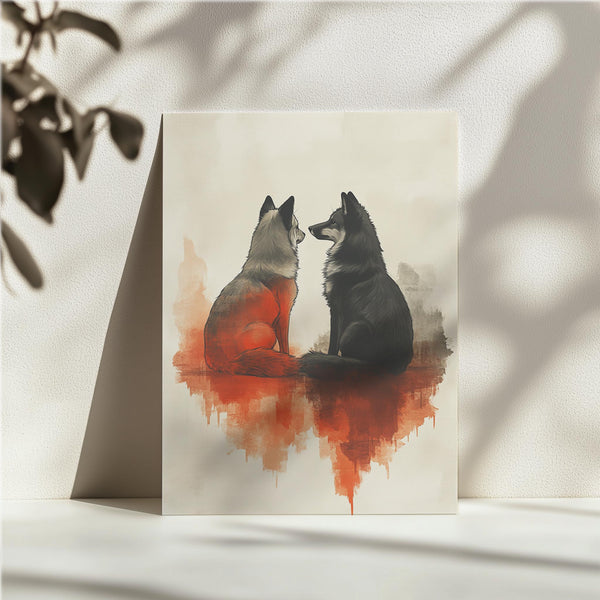 Foxes Facing Each Other